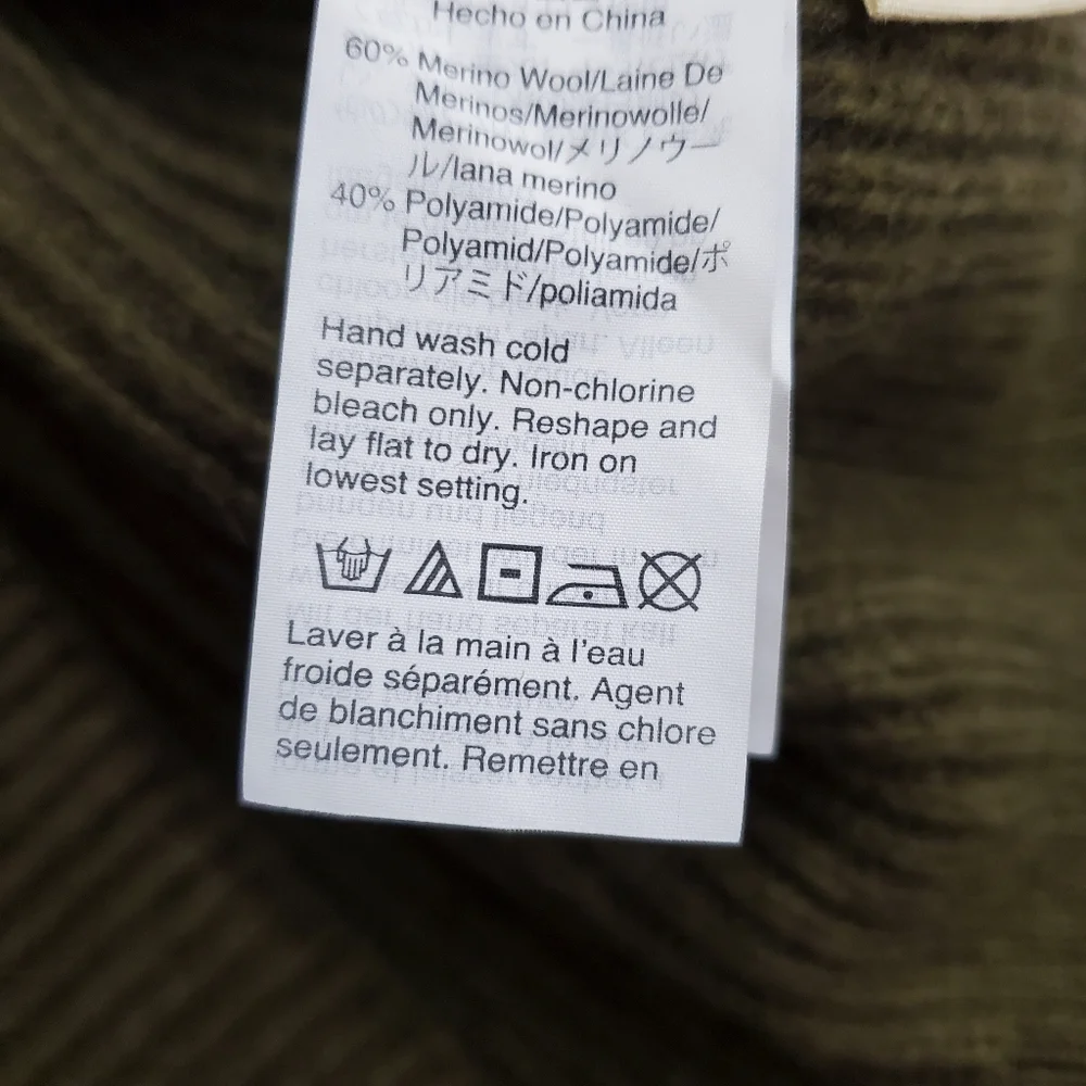 Madewell Womens Henley Sweater Dress Merino Wool Blend Olive Green Brown Size XS - Picture 9 of 10